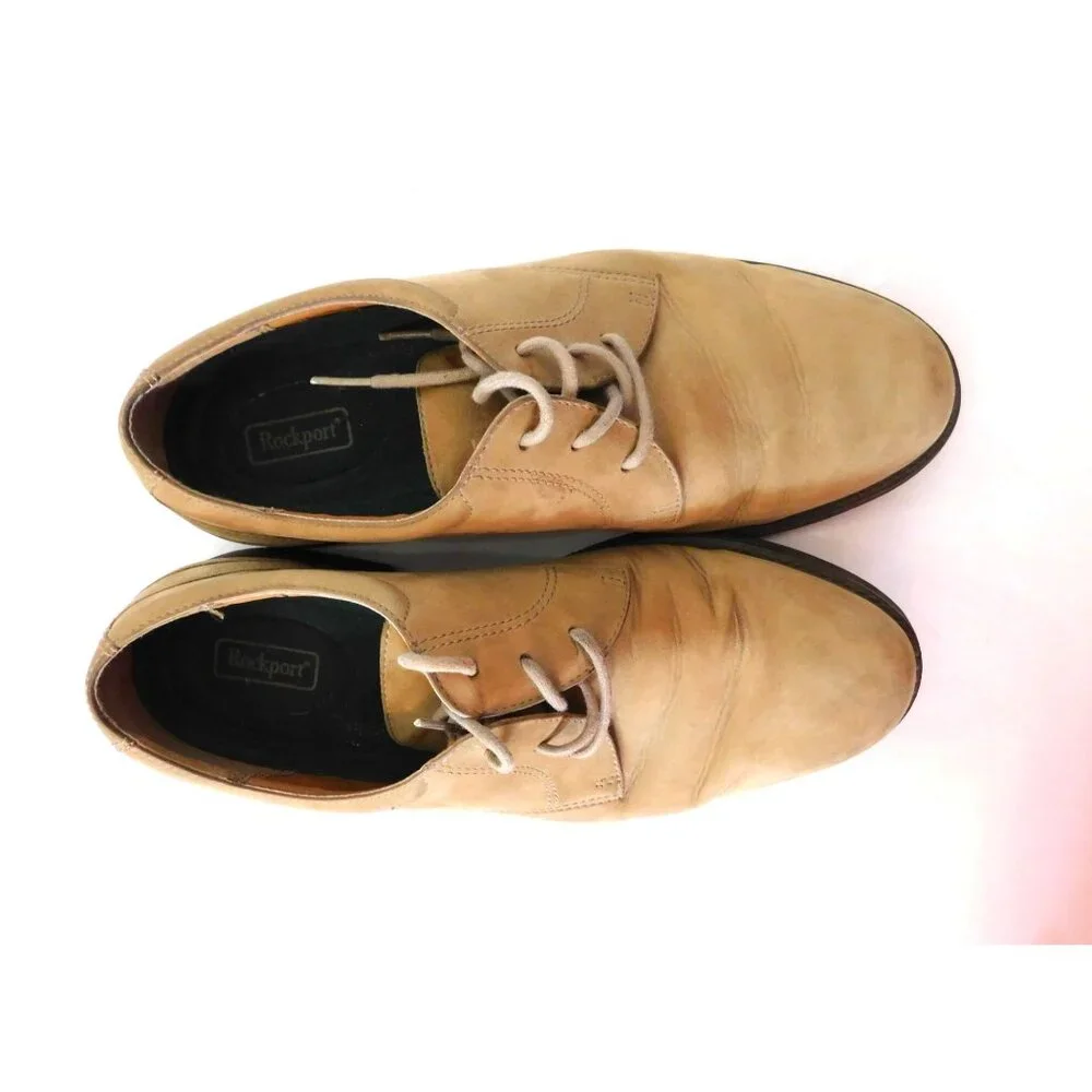 Rockport Suede Oxford Shoes Men’s 9.5M Tan Lace Up Durable Leather
